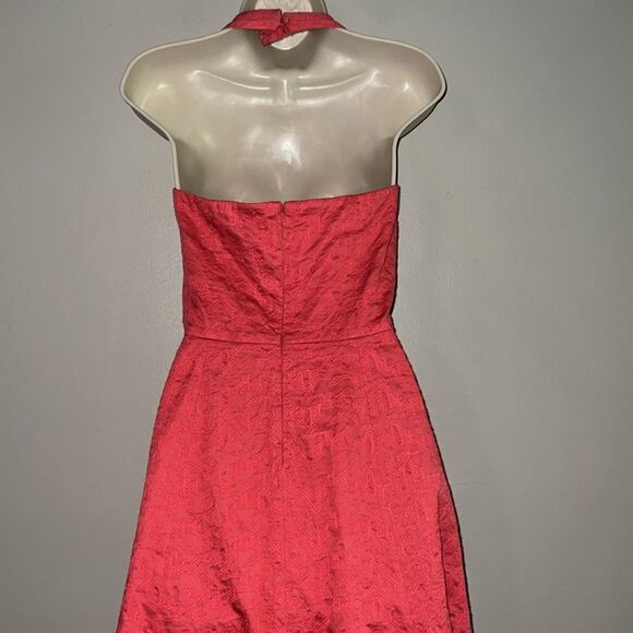 AnnTaylor 100% cotton jacquard marked damask halter dress - Picture 6 of 8